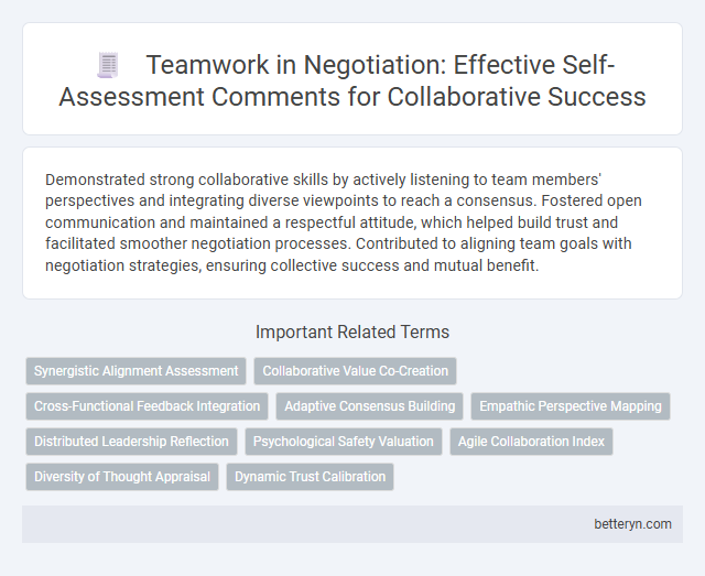 Teamwork in Negotiation: Effective Self-Assessment Comments for Collaborative Success