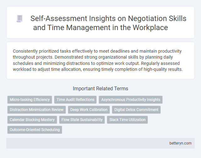 Self-Assessment Insights on Negotiation Skills and Time Management in the Workplace
