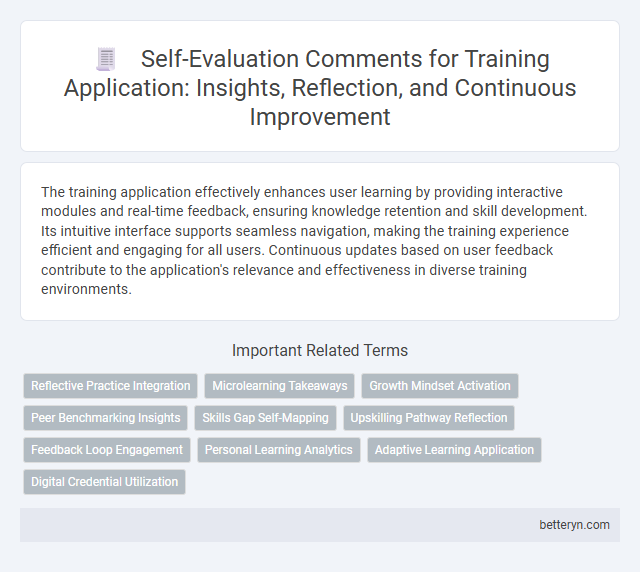 Self-Evaluation Comments for Training Application: Insights, Reflection, and Continuous Improvement
